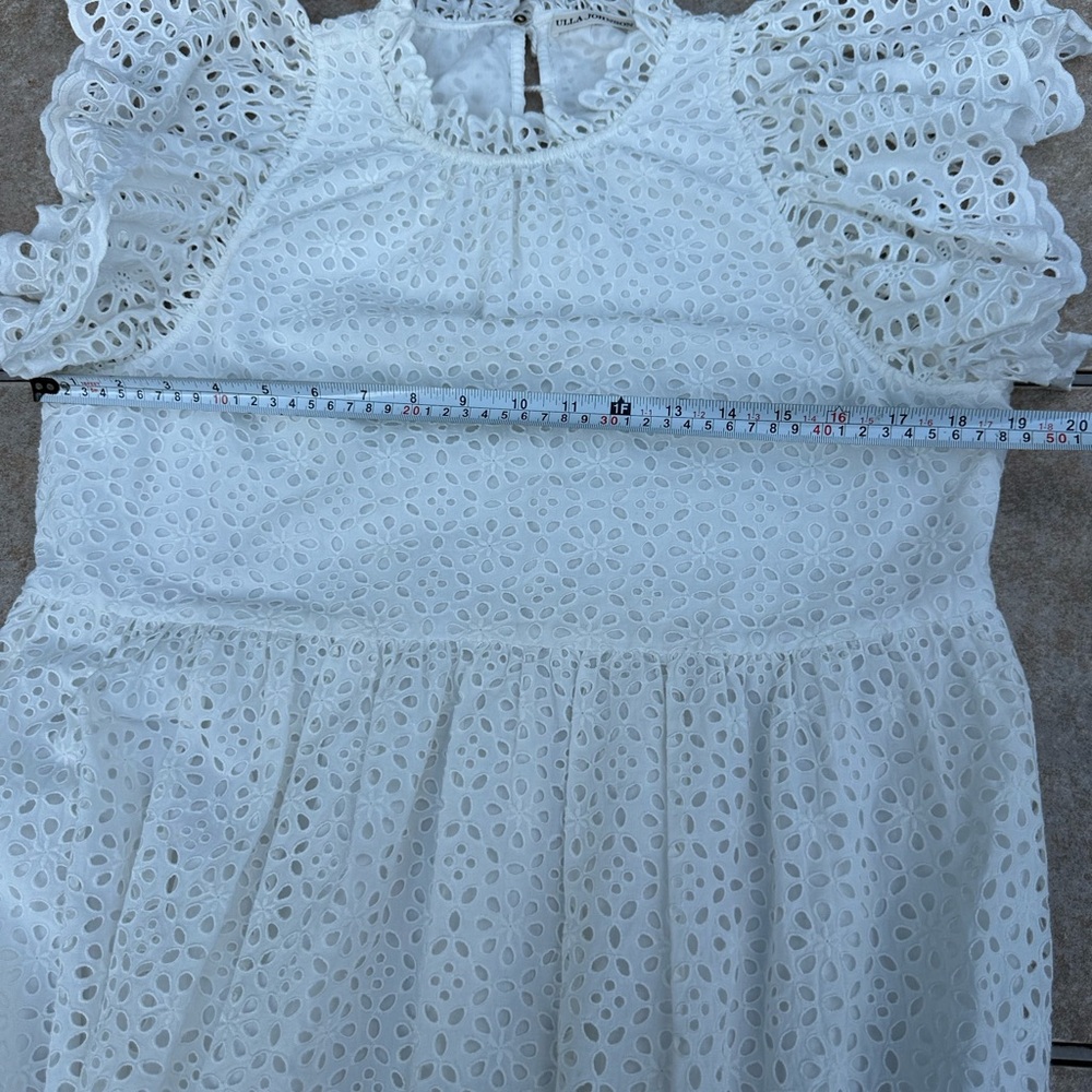 Ulla Johnson Norah Eyelet Mini Dress in White Short Sleeve Ruffle - Picture 11 of 11